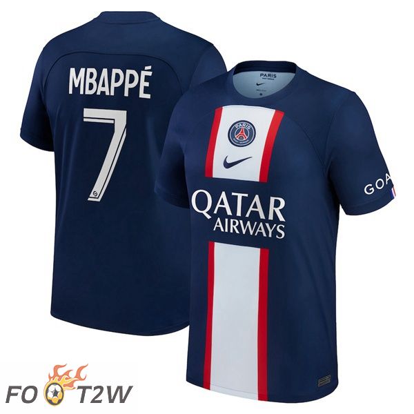 Maillot De Foot Paris PSG (Mbappé 7) Domicile Bleu Royal 22/23