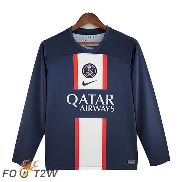 Maillot de Foot Paris PSG Domicile Manche Longue Bleu Royal 2022/2023