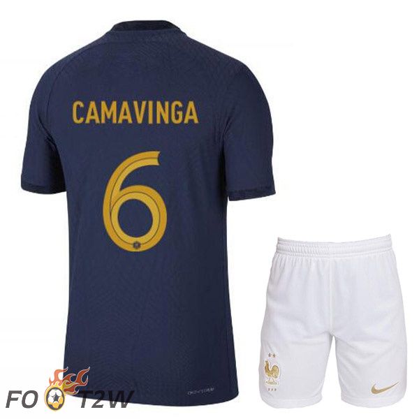 Maillots Equipe De France (CAMAVINGA 6) Enfant Domicile Bleu Royal 2022/2023