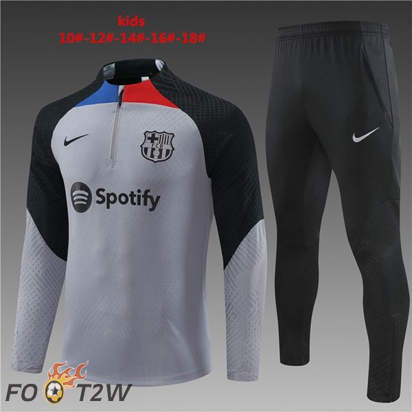 Ensemble Survetement De Foot FC Barcelone Enfant Gris 2022/2023