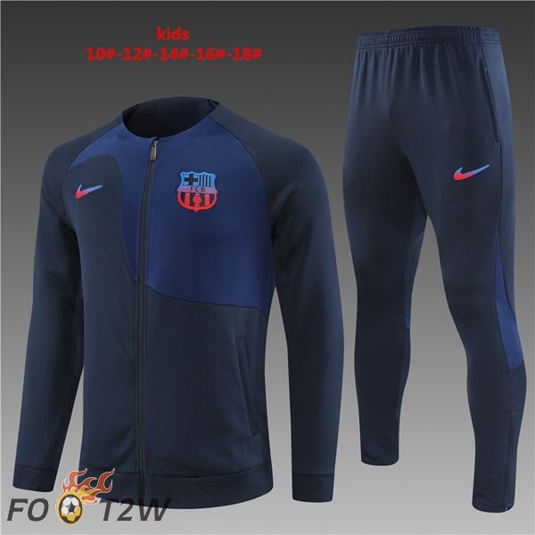 Ensemble Veste Survetement de Foot FC Barcelone Enfant Bleu Royal 2022/2023