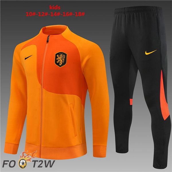 Ensemble Veste Survetement de Foot Pays-Bas Enfant Orange 2022/2023