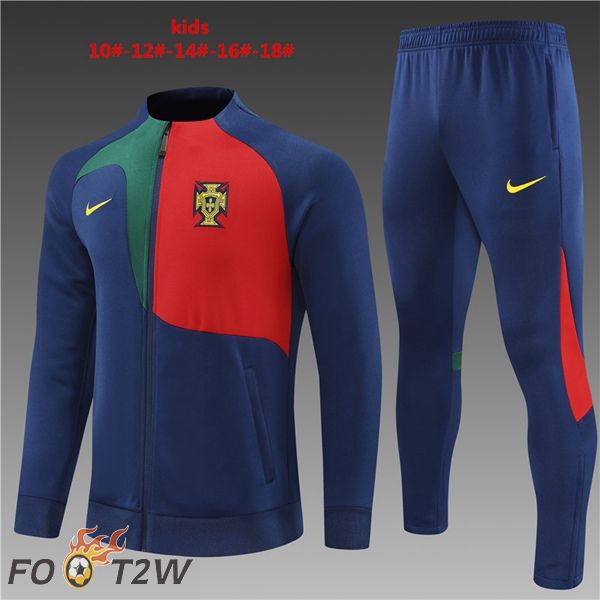 Ensemble Veste Survetement de Foot Portugal Enfant Bleu Royal 2022/2023