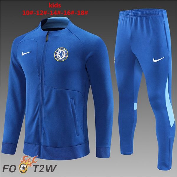 Ensemble Veste Survetement De foot FC Chelsea Enfant Bleu 2022/2023