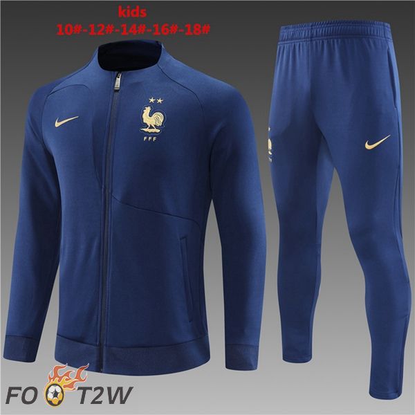 Ensemble Veste Survetement De foot France Enfant Bleu Royal 2022/2023