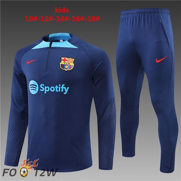 Ensemble Survetement de Foot FC Barcelone Enfant Bleu 2022/2023