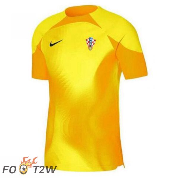 Maillot Foot Equipe De Croatie Gardien De But Jaune Coupe Du Monde 2022