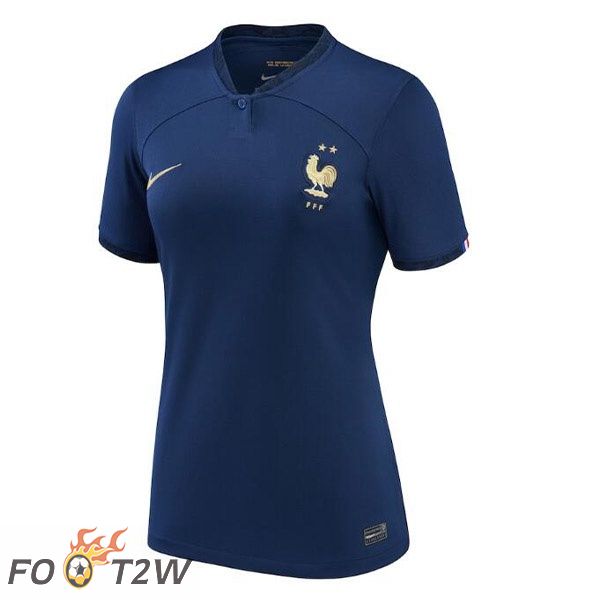 Maillots Equipe De France Femme Domicile Bleu Royal Coupe du monde 2022