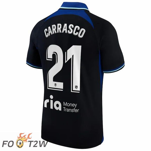 Maillot de Foot Atletico Madrid (Carrasco 21) Exterieur Noir 2022/2023