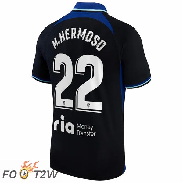 Maillot de Foot Atletico Madrid (M.Hermoso 22) Exterieur Noir 2022/2023