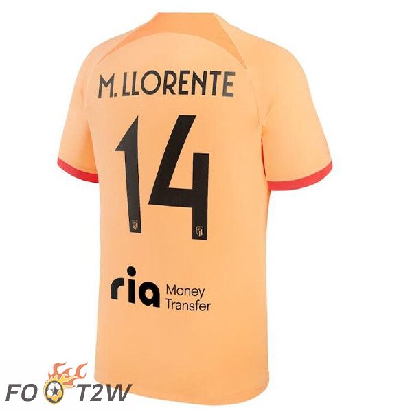 Maillot De Foot Atletico Madrid (M. LLORENTE 14) Third Orange 2022/2023