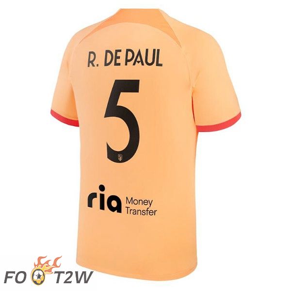 Maillot De Foot Atletico Madrid (R. DE PAUL 5) Third Orange 2022/2023