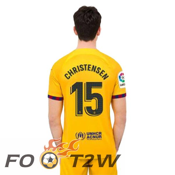 Maillot De Foot FC Barcelone (CHRISTENSEN 15) Quatrieme Jaune 2022/2023