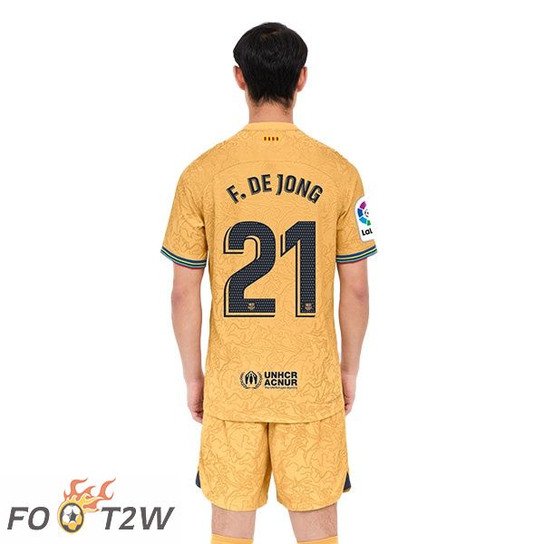 Maillot de Foot FC Barcelone (Frenkie de Jong 21) Exterieur Jaune 2022/2023