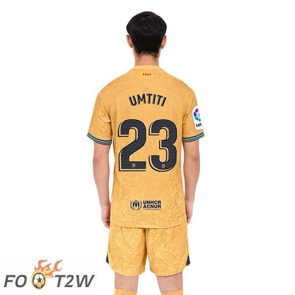 Maillot de Foot FC Barcelone (Umtiti 23) Exterieur Jaune 2022/2023