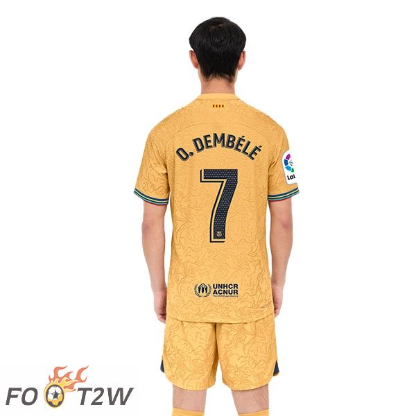 Maillot de Foot FC Barcelone (Ousmane Dembélé 7) Exterieur Jaune 2022/2023