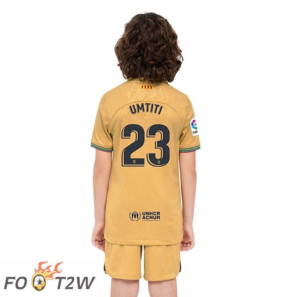 Maillot de Foot FC Barcelone (Umtiti 23) Enfant Exterieur Jaune 2022/2023