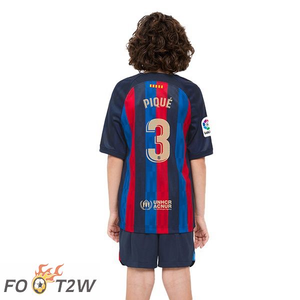 Maillot De Foot FC Barcelone (Gerard Piqué 3) Enfant Domicile Rouge Bleu 22/23