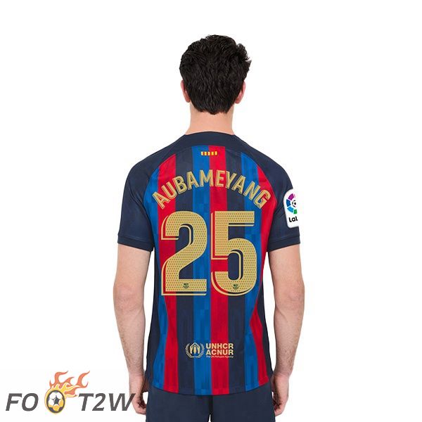 Maillot De Foot FC Barcelone (Aubameyang 25) Domicile Rouge Bleu 22/23