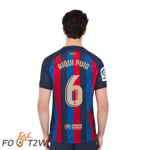 Maillot De Foot FC Barcelone (Riqui Puig 6) Domicile Rouge Bleu 22/23