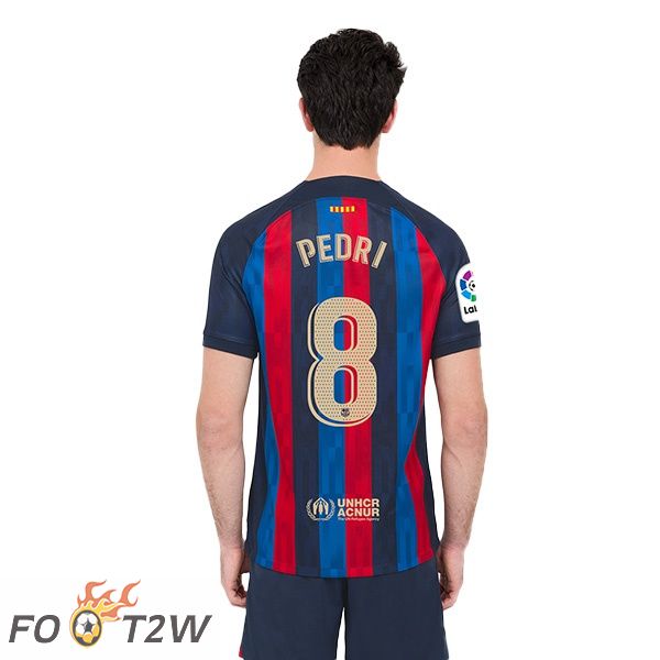 Maillot de Foot FC Barcelone (Pedri 8) Domicile Rouge Bleu 2022/2023