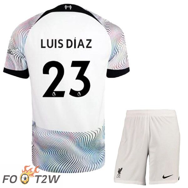 Maillot De Foot FC Liverpool (LUIS DÍAZ 23) Enfant Exterieur Blanc 2022/2023