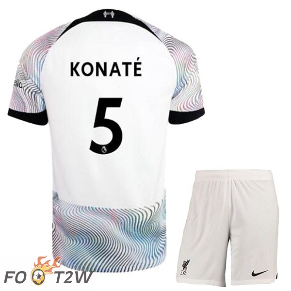 Maillot De Foot FC Liverpool (KONATE 5) Enfant Exterieur Blanc 2022/2023