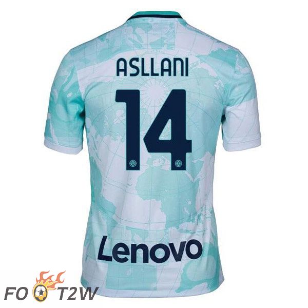 Maillot De Foot Inter Milan (ASLLANI 14) Exterieur Blanc Vert 2022/2023