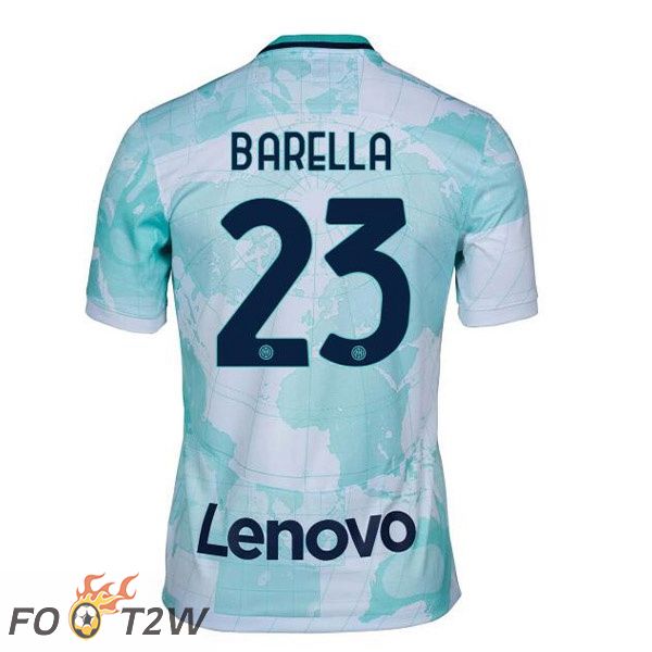 Maillot De Foot Inter Milan (BARELLA 23) Exterieur Blanc Vert 2022/2023