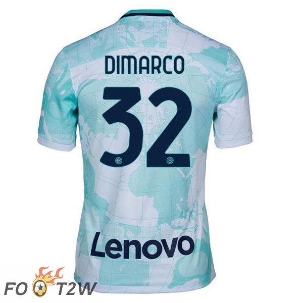 Maillot De Foot Inter Milan (DIMARCO 32) Exterieur Blanc Vert 2022/2023