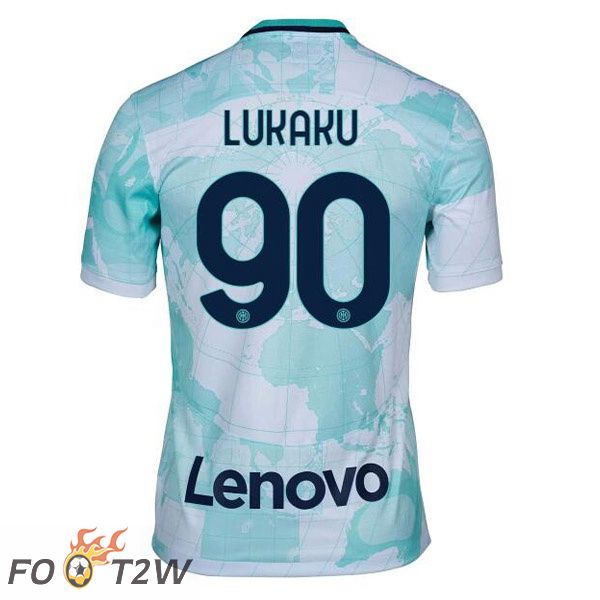 Maillot De Foot Inter Milan (LUKAKU 90) Exterieur Blanc Vert 2022/2023