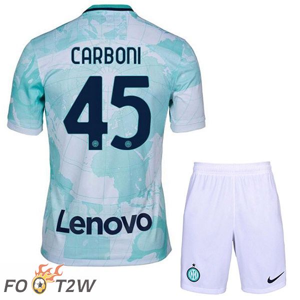 Maillot De Foot Inter Milan (CARBONI 45) Enfant Exterieur Blanc Vert 2022/2023