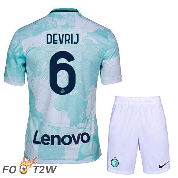 Maillot De Foot Inter Milan (DE VRIJ 6) Enfant Exterieur Blanc Vert 2022/2023