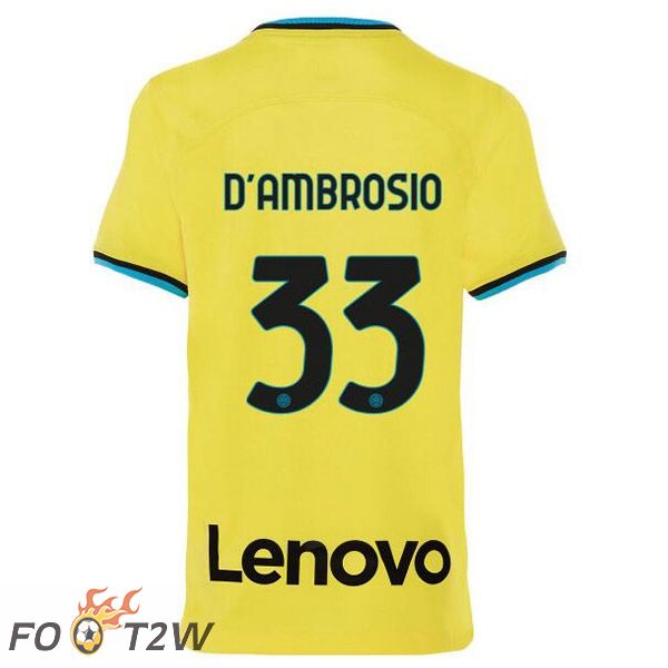 Maillot De Foot Inter Milan (D'AMBROSIO 33) Third Jaune 2022/2023