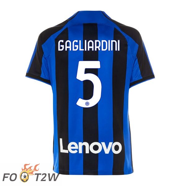 Maillot de Foot Inter Milan (GAGLIARDINI 5) Domicile Noir Bleu 2022/2023