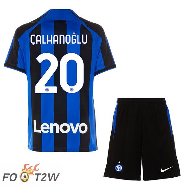 Maillot de Foot Inter Milan (ÇALHANOĞLU 20) Enfant Domicile Noir Bleu 2022/2023