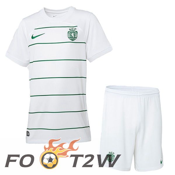 Maillot De Foot Sporting CP Enfant Exterieur Blanc 2023/2024