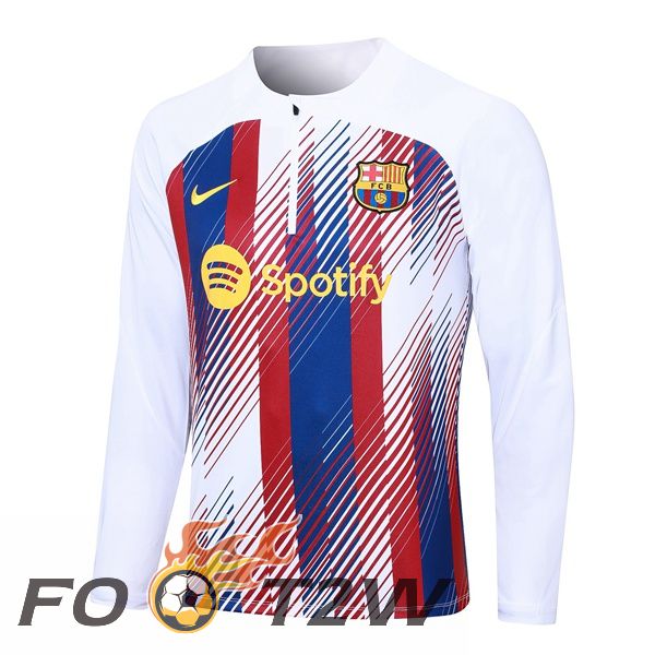 Training Sweatshirt FC Barcelone Blanc Rouge 2023/2024