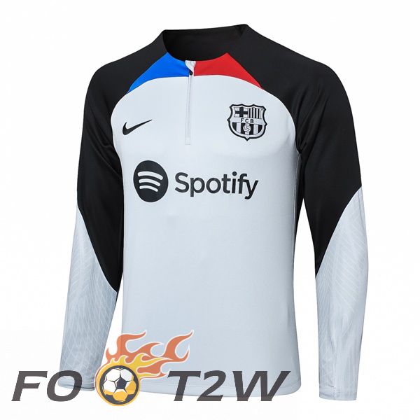 Sweatshirt Training FC Barcelone Blanc Noir 2023/2024