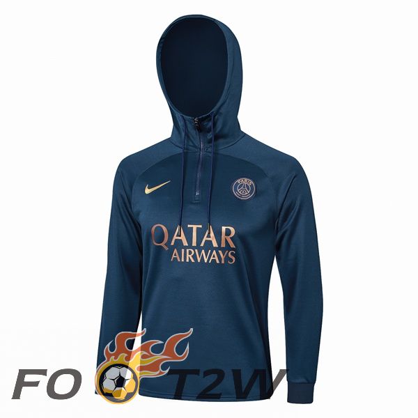 Sweatshirt Training A Capuche Paris PSG Bleu Royal 2023/2024