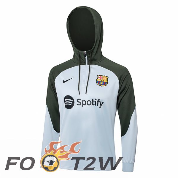 Sweatshirt Training A Capuche FC Barcelone Blanc Vert 2023/2024