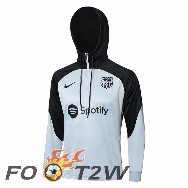 Sweatshirt Training A Capuche FC Barcelone Gris Noir 2023/2024