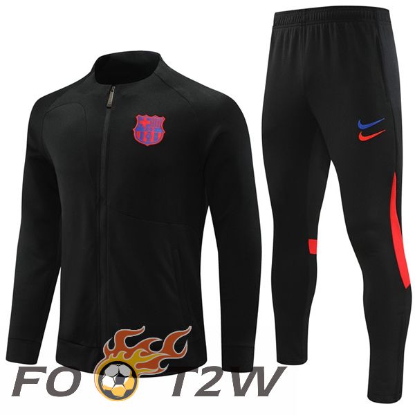 Ensemble Veste Survetement De Foot FC Barcelone Noir 2023/2024