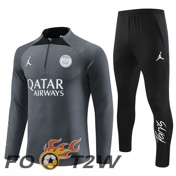 Ensemble Survetement De Foot JORDAN Paris PSG Gris 2023/2024