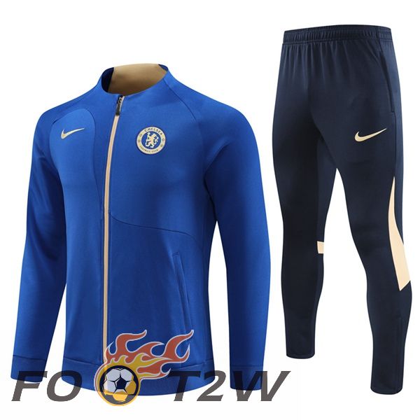 Ensemble Veste Survetement De Foot FC Chelsea Bleu 2023/2024