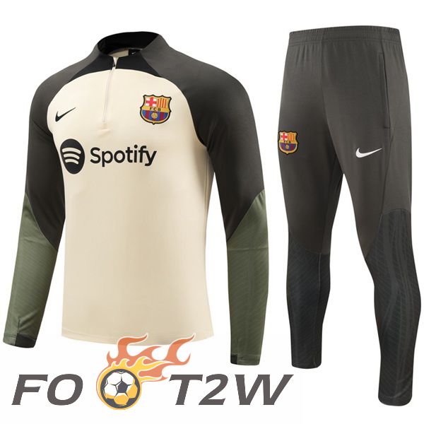 Ensemble Survetement De Foot FC Barcelone Jaune Vert 2023/2024