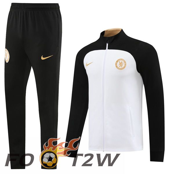 Ensemble Veste Survetement De Foot FC Chelsea Blanc 2023/2024