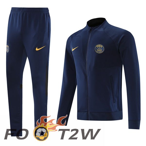 Ensemble Veste Survetement De Foot Paris PSG Bleu Royal 2023/2024