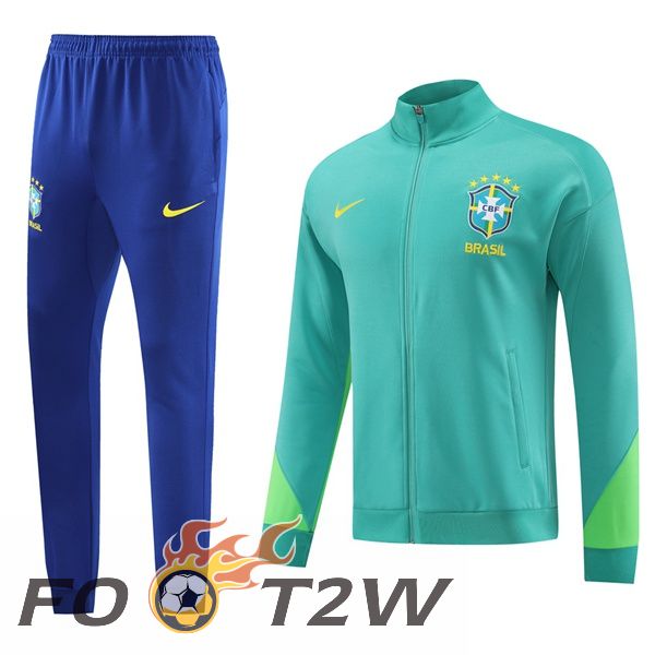 Ensemble Veste Survetement De Foot Bresil Vert 2023/2024