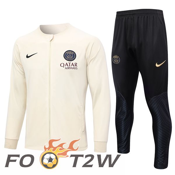 Ensemble Veste Survetement De Foot Paris PSG Marron 2023/2024